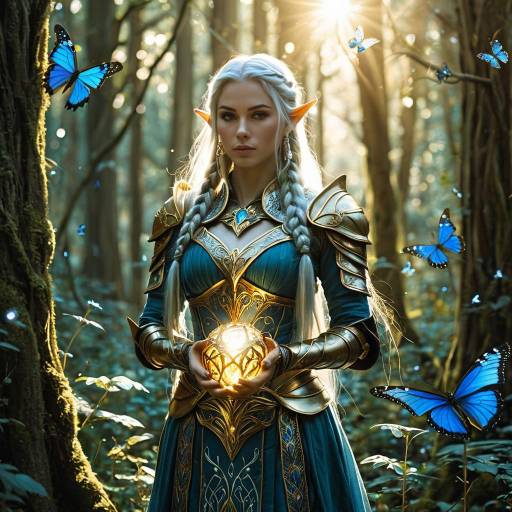 Serene Female Elf in Enchanted Forest