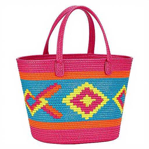 Colorful Woven Raffia Basket