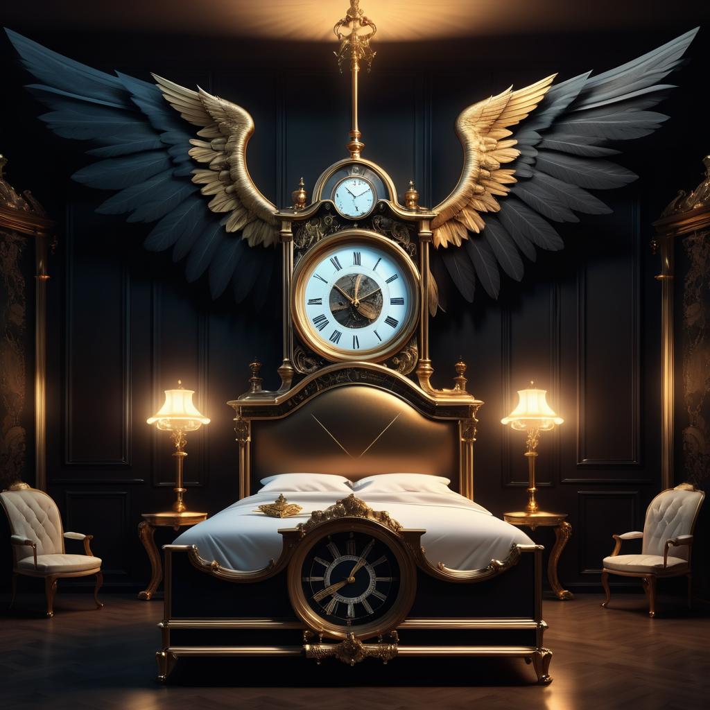 Surreal Grandfather Clock with Wings