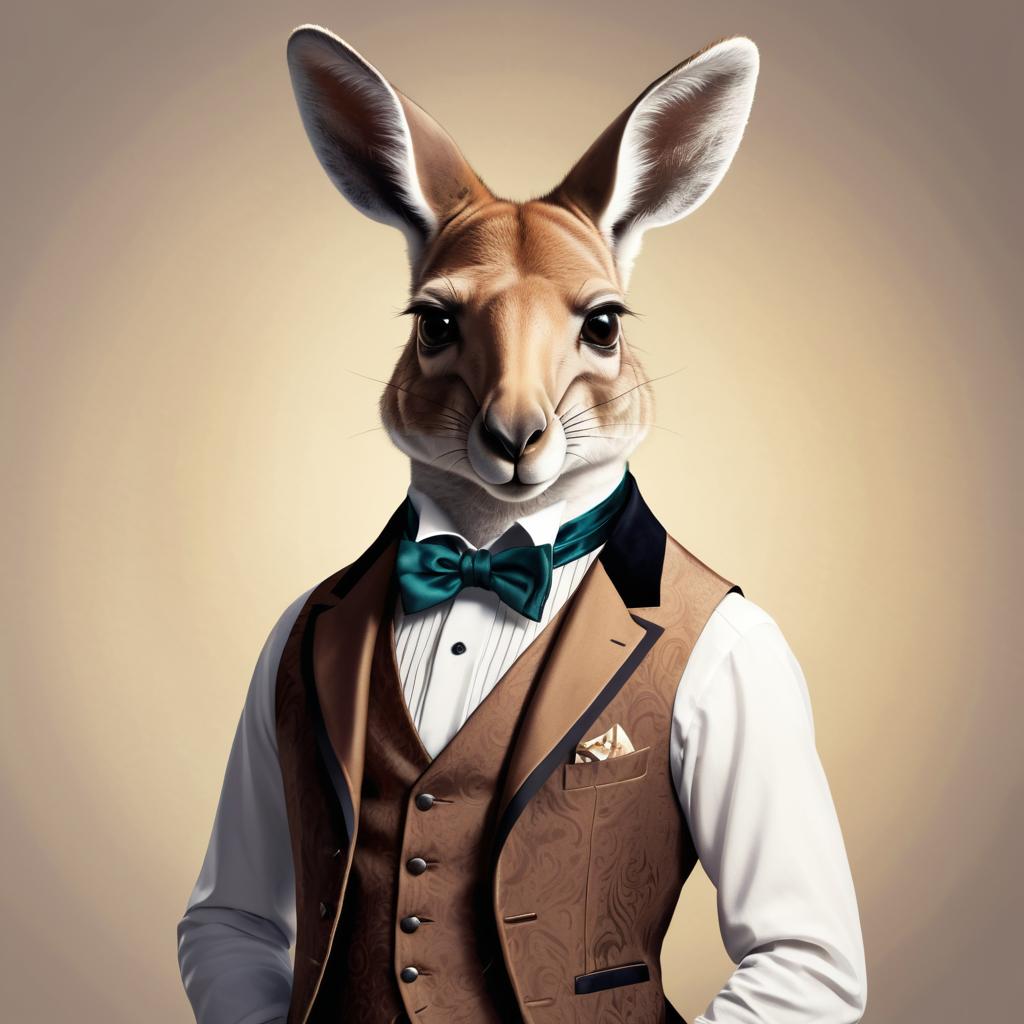 Dapper Kangaroo in Elegant Waistcoat