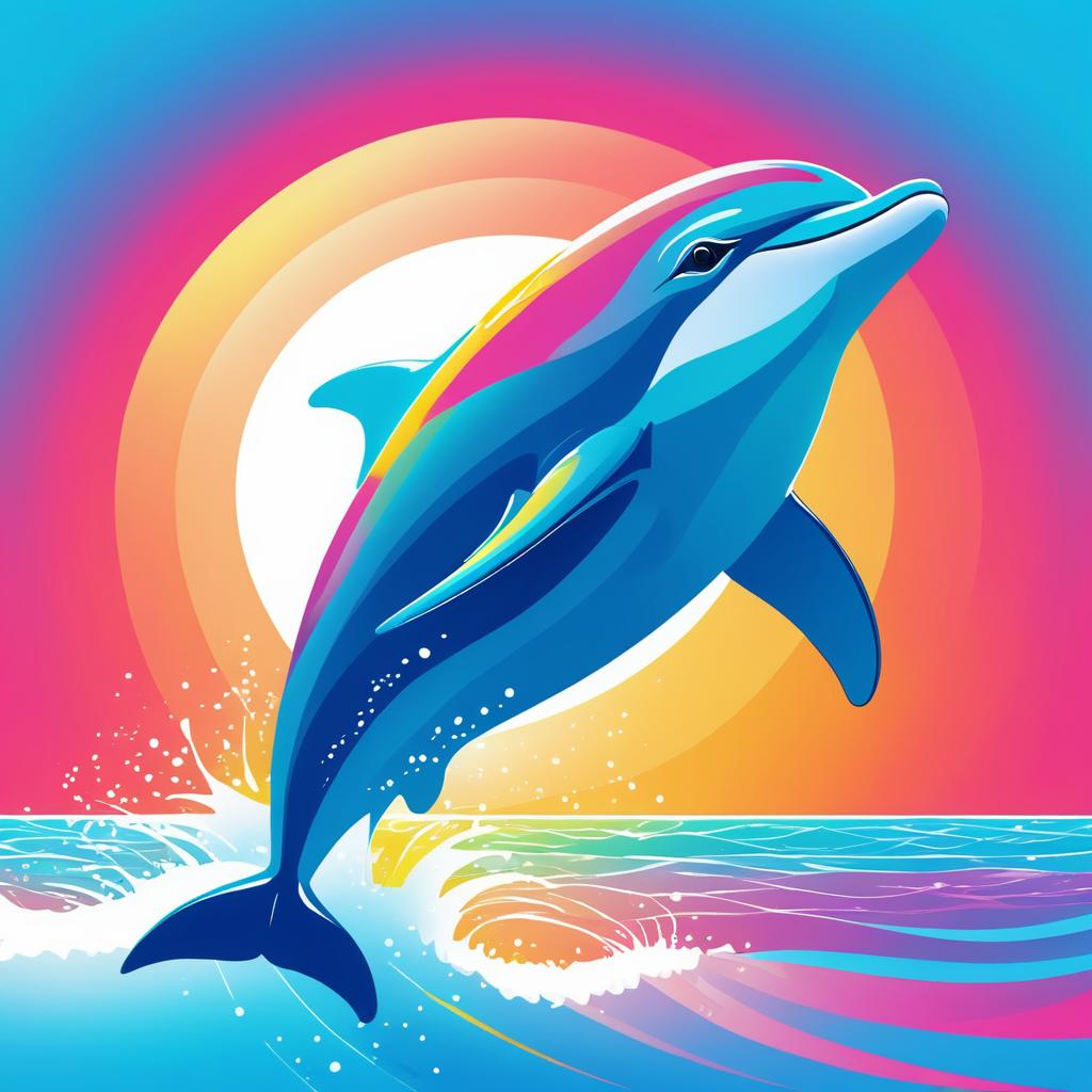 Vibrant Dolphin Leaping in Vector Art