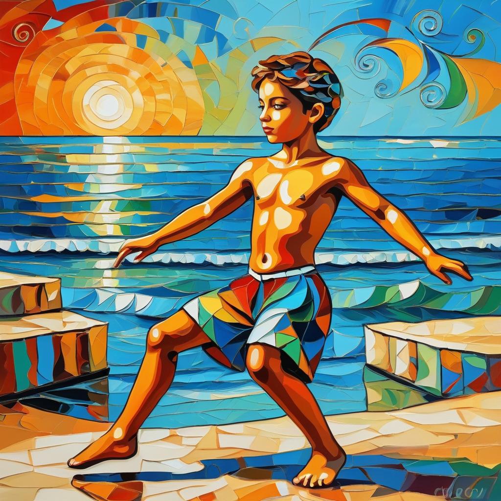 Youthful Dance by the Vibrant Sea