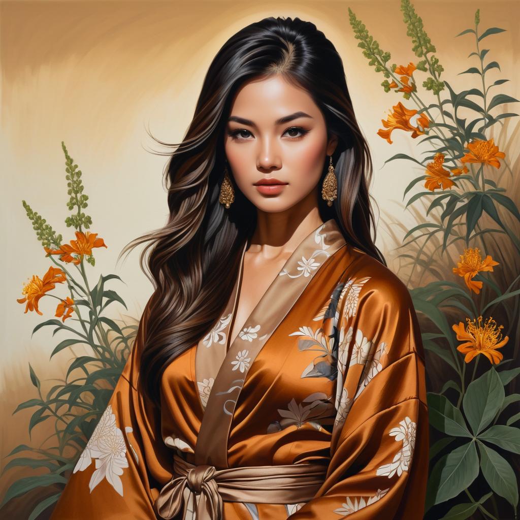 Savage Wildflower in Silk Robe Portrait