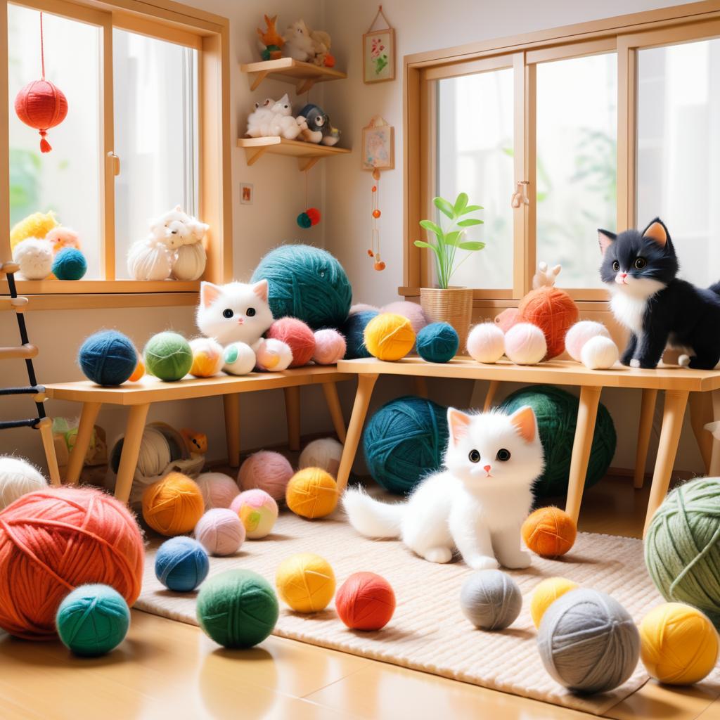 Playful Kittens in a Cozy Living Room