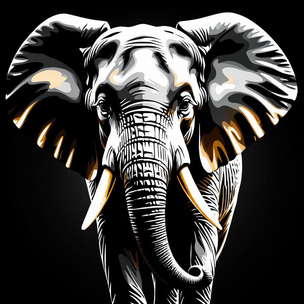 Majestic Elephant Portrait with Intricate Detail