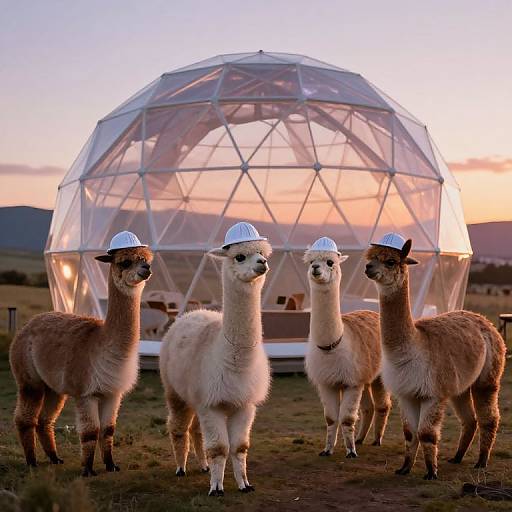 Alpacas in Twilight with Architect Hats
