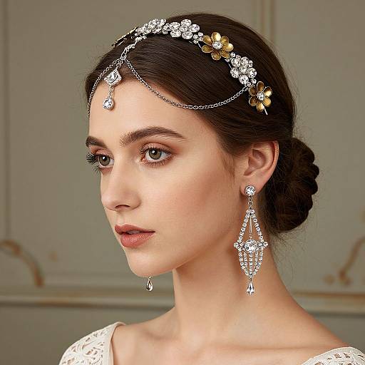 Elegant Bridal Ensemble with Rhinestone Headpiece