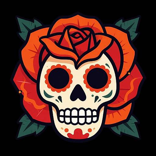 Vibrant Day of the Dead Rose Vector