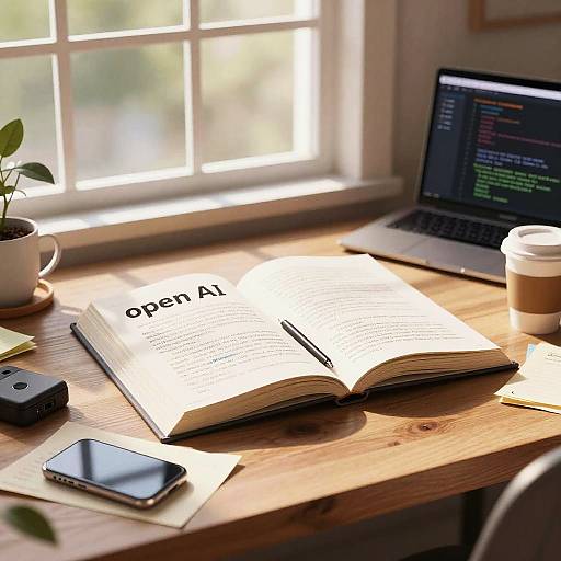 Open AI Prompt Book in Cozy Workspace