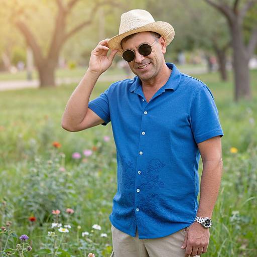 Confident Man in Sunlit Park