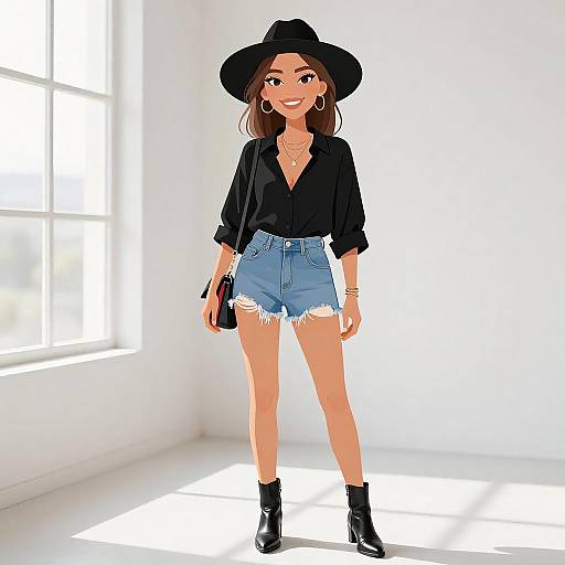 Smiling Woman in Casual Street Style