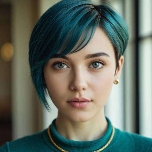 Young Woman with Blue Hair Portrait