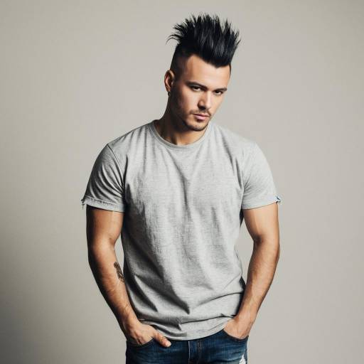 Young Man with Mohawk Hairstyle in Studio