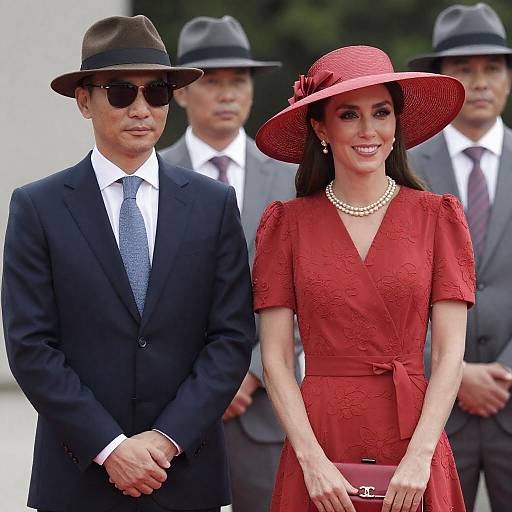 Elegant Couple with Men in Suits