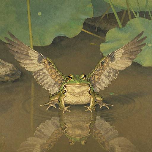 Hooting Horned Frog in Rainforest Pond