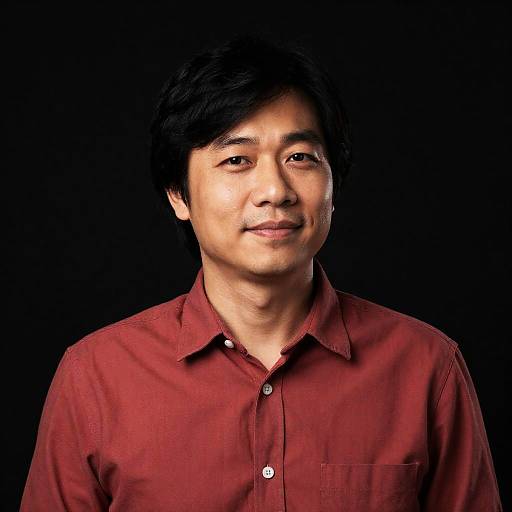 Portrait of Asian Man in Red Shirt