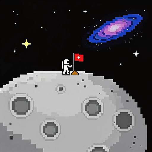 Pixel Art Space Exploration Scene
