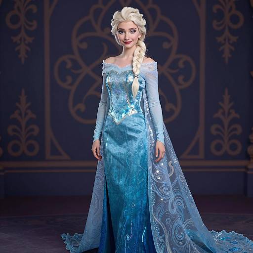 Adult Elsa Cosplay in Ice Queen Gown