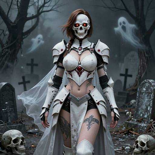 Ethereal Warrior in Haunted Cemetery