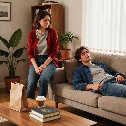 Cozy Living Room Portrait of Two People