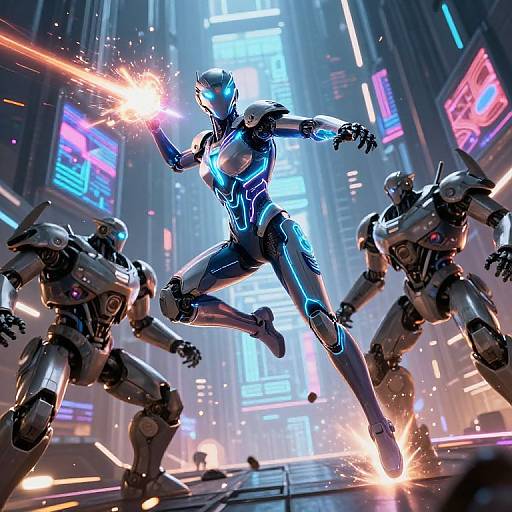 Sci-Fi Fighter in Neon Combat