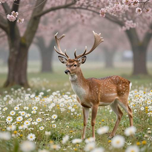 Graceful Deer in a Vibrant Meadow