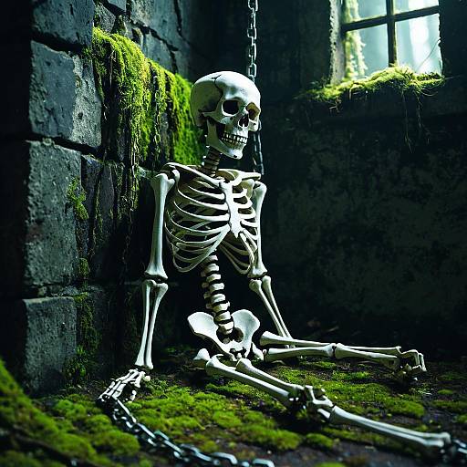 Chained Skeleton in Mossy Dungeon