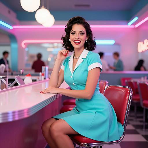 Retro 1950s Diner Woman Portrait