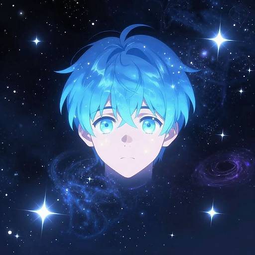 Anime Boy in Cosmic Space