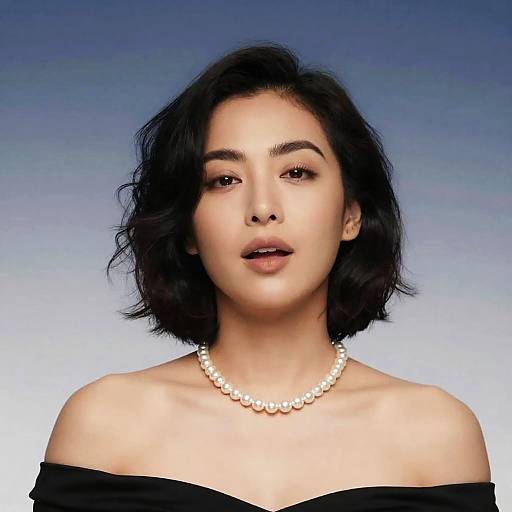 Elegant Woman in Off-Shoulder Black Dress