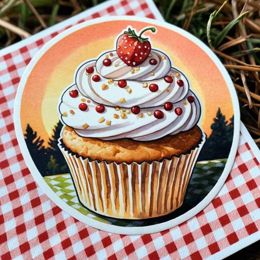 Chubby-Cheeked Cupcake Watercolor Sticker