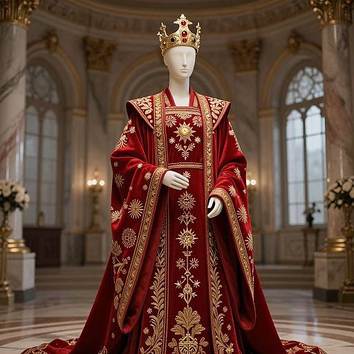 Regal Mannequin in Ornate Red Robe