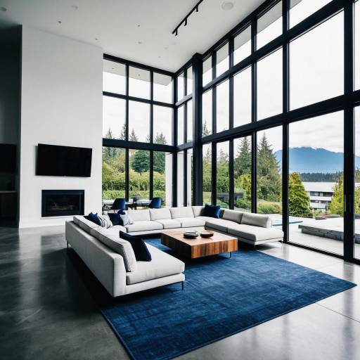 Modern Living Room with Floor-to-Ceiling Windows