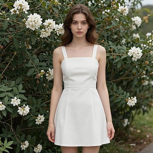 Photorealistic Girl in White Holiday Dress