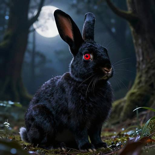 Black Rabbit in Enchanted Moonlight