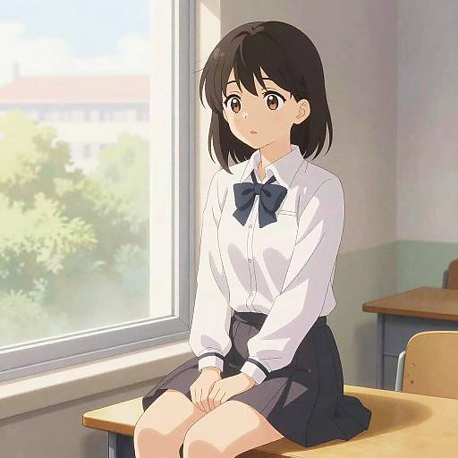 Anime Style Girl by Window