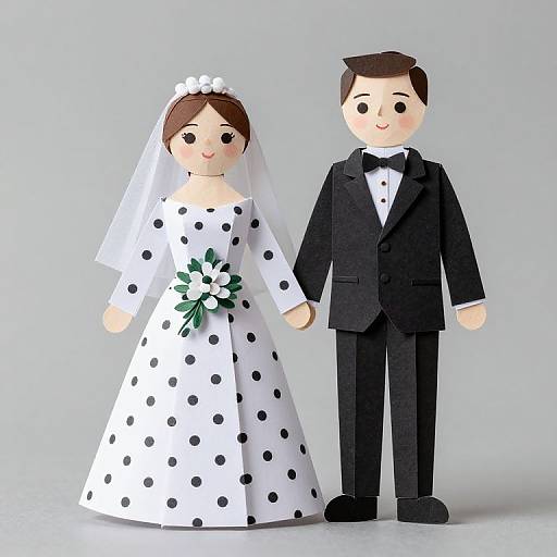 Intricately Crafted Paper Wedding Dolls