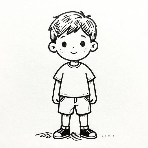 Vibrant Minimalist Boy Portrait