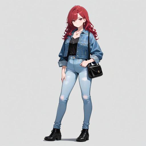Confident Red-Haired Girl in Denim Confident Red-Haired Girl in Denim