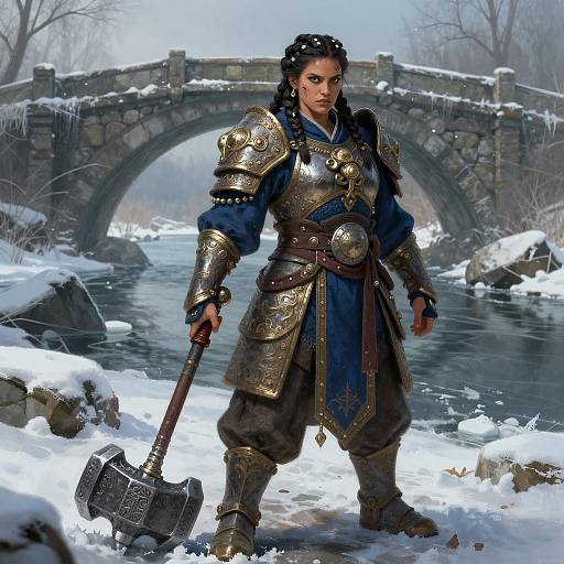 Cinematic Female Dwarf Warrior Illustration