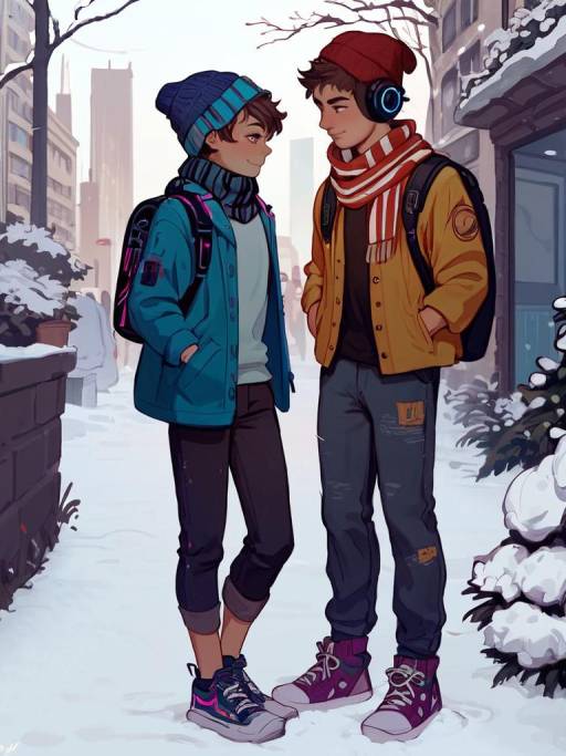Stylish Boy in Winter City Outfit