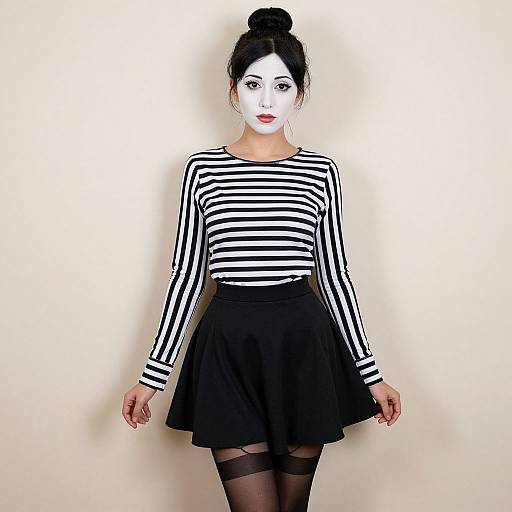 Female Mime in Striped Costume