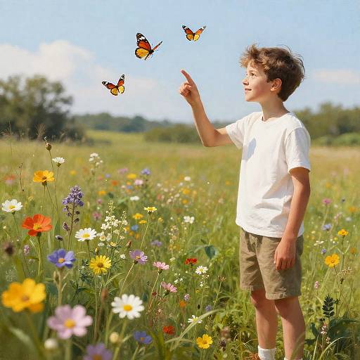 Teenage Boy Discovering Sunlit Meadow