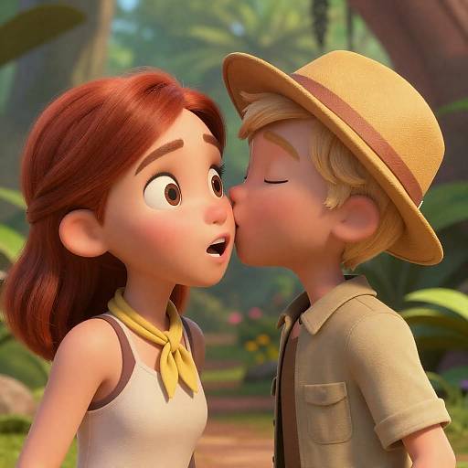Surprised Woman in Jungle Kiss Animation