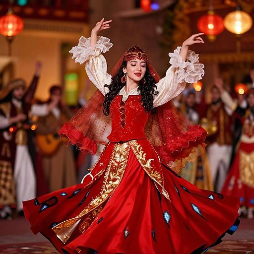 Arab Girl in Vibrant Traditional Dance