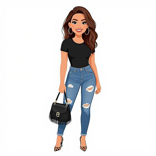 Smiling woman in casual outfit with handbag