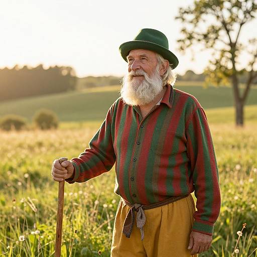 Wise Man in Sunny Rustic Meadow