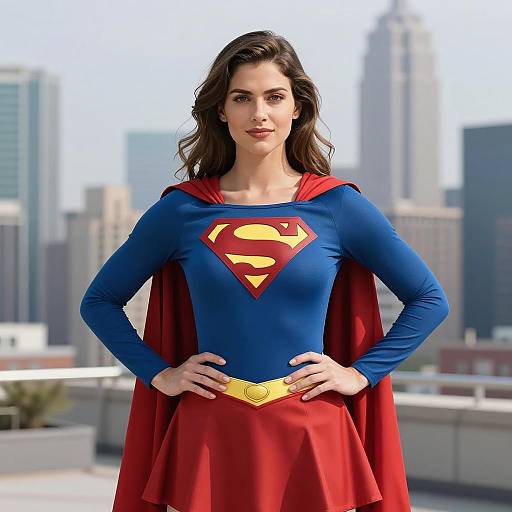 Woman in Supergirl Costume in Urban Setting
