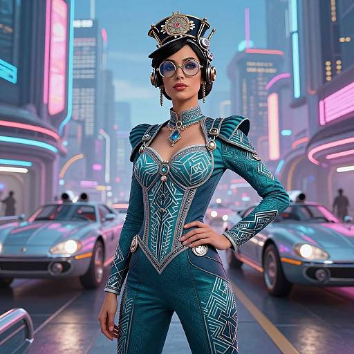 Futuristic Neon City Fashion Fusion