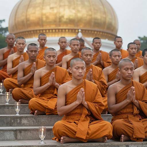 Serene Gathering of Buddhist Monks